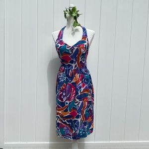 80s Summer Button Back Halter Dress